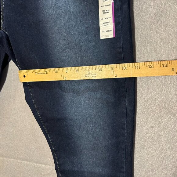 Signature Levi Strauss Gold Mid Rise Skinny Stretch Blue Denim Jeans 16L W34 L32 - Picture 7 of 16